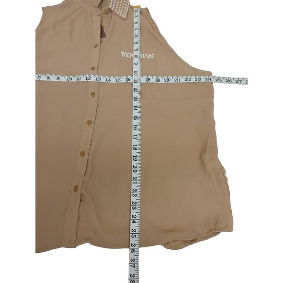 Sleeveless Blouse With Pearl Embellished Collar & Pocket Trim Zenobia 3XL - Picture 5 of 5